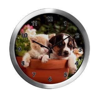 Kitty and Puppy Modern Wall Clock