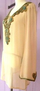 Kareena Taupe Embellished Silk Tunic or Cover Up