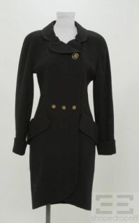 Karl Lagerfeld Navy Blue Wool Double Breasted Coat Size 38