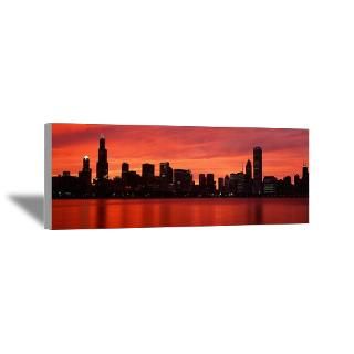 Wall Art  Canvas Art  Skyline at sunset Chicago IL