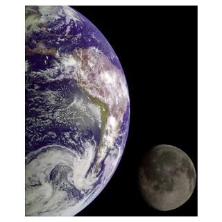Wall Art  Posters  Earth and Moon Poster