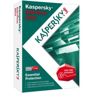 New Kaspersky Anti Virus 2012 Retail Box 3 Pcs Free Upgrade to 2013