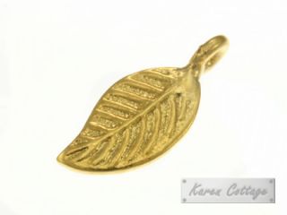 Karen Hill Tribe Silver Gold Vermeil Young Curve Leaf Charm 7mm