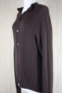 Billy Reid Cable Knit Cashmere Henley Sweater Brown Size Small $395