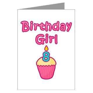 Cupcake Birthday Girl 8 Greeting Card