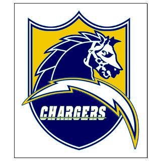 Chargers Bolt Shield Small Poster > San Diego Lightning Bolt and