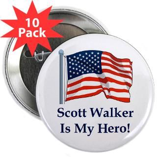 Anti Union Buttons  Scott Walker is my hero 2.25 Button (10 pack