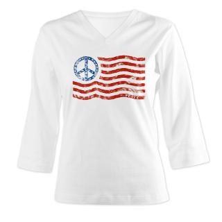 American Flag Peace Sign Womens Long Sleeve Shirt