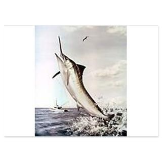 striped marlin fish jumping 4 5 x 6 25 flat cards $ 1 45