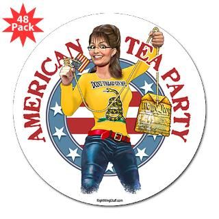 Palin   American Tea Party 3 Lapel Sticker (48 pk