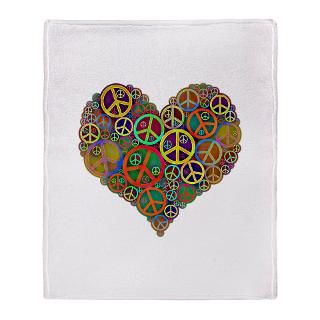 Cool Peace Sign Heart Stadium Blanket for $59.50