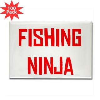 Kitchen and Entertaining  Fishing Ninja Rectangle Magnet (100 pack