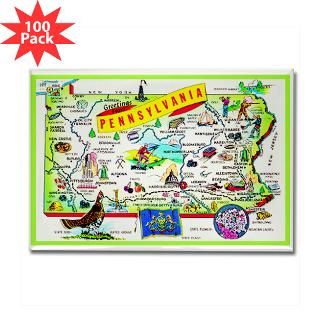 Pennsylvania Map Greetings Rectangle Magnet (100 p