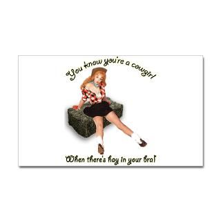 Vintage Pinup Cowgirl Hay in Bra Sticker (Rectangl