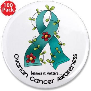 Flower Ribbon OVARIAN CANCER T Shirts & Apparel : Awareness Gift