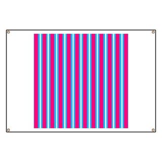 Aqua Pink White Stripes Banner