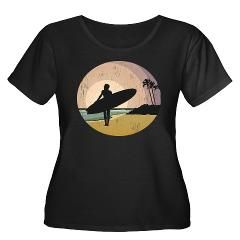 Vintage Surfs Up Womens Plus Size Scoop Neck Dark T Shirt