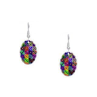 Abstract Art Gifts  Abstract Art Jewelry  Crazy Quilt Earring Oval