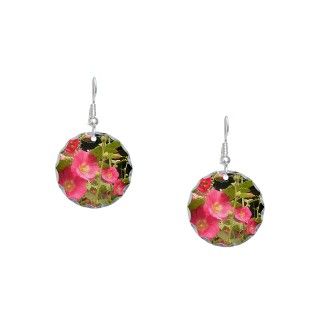 Flower Gifts  Flower Jewelry  Pink (Lady) Hollyhock Flower Earring