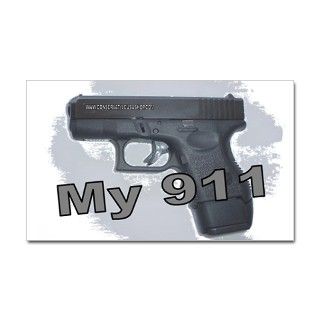 2Nd Amendment Bumper Stickers  My 911   Glock Sticker (Rectangular