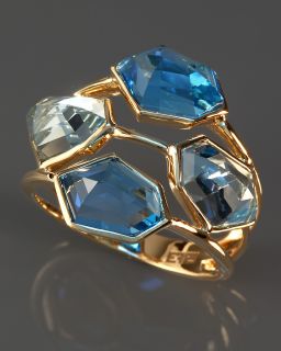 Sky Blue & Swiss Blue Topaz Cocktail Ring in 14K Yellow Gold