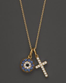 and Evil Eye Pendant in 14K Yellow Gold, .15 ct. t.w.