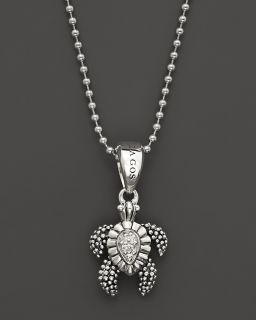 Silver Rare Wonders Small Turtle Pendant Necklace with Diamonds, 16