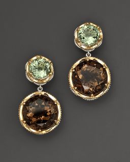 Tacori Prasiolite And Smoky Quartz Earrings set in 18K Yellow Gold And