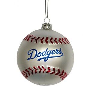 Kurt Adler Dodgers Glass Baseball Ornament