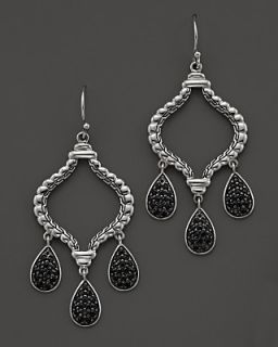John Hardy Exclusive Bedeg Silver Lava Earrings with Black Sapphire