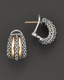 Lagos Sterling Silver 18K Gold Classic Double Row Small Earrings