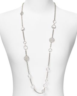 Aqua Crystal Ball Chain Necklace, 36