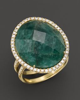 Gold & Emerald Ring with Diamonds, .45 ct. t.w.