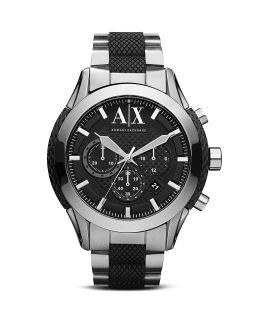 Armani Exchange Zulu Black Dial Watch with Silver and Black Bracelet