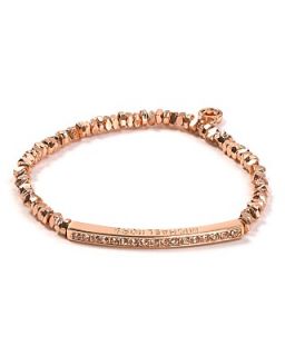 Michael Kors Rose Gold Beaded Pavé Bar Bracelet