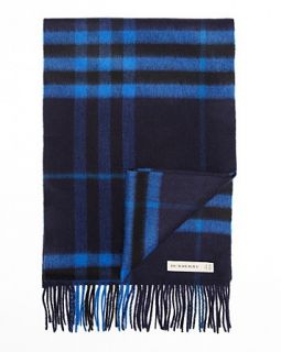 Burberry Giant Icon Check Cashmere Scarf   Bright Cobalt