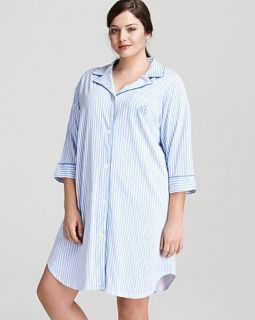 knit classic notch collar sleep shirt price $ 64 00 color blue stripe