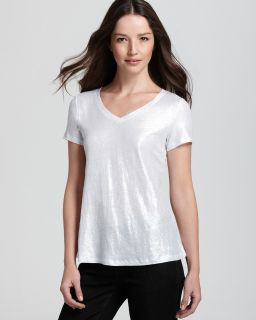 eileen fisher easy linen shimmer tee price $ 138 00 color silver size