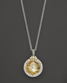 Judith Ripka Round Melange Canary Crystal Pendant with White Sapphire