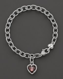 Judith Ripka Sterling Silver Single Heart Charm Bracelet with
