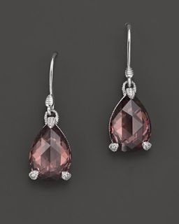 Judith Ripka Sterling Silver Pear Stone Earrings with Raspberry