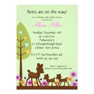 Baby Deer TWINS Baby Shower Invitation