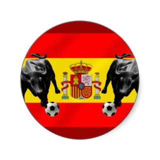 España La Furia Roja futbol Toro Flag of Spain Round Stickers