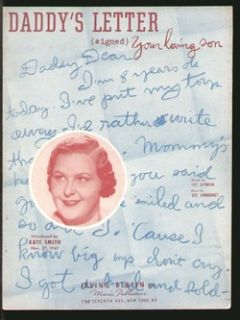 Daddys Letter 1942 Kate Smith Vintage WWII Sheet Music