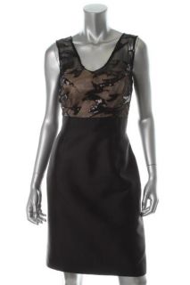 Kay Unger New Black Sequined Net Knee Length A Line Cocktail Evening