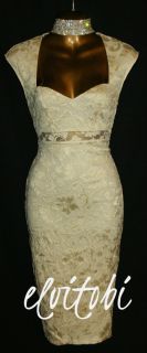 New Sexy Cream Lace 50s Vtg Sweetheart Neck Pencil Galaxy Wiggle