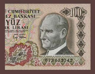 100 LIRA Banknote TURKEY 1972   Ataturk   View of MOUNT ARARAT   Pick