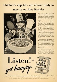 1933 Ad Kelloggs Rice Krispies Cereal Vernon Grant   ORIGINAL