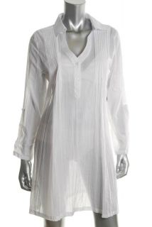 Kenneth Cole Reaction NEW White Pintuck Dress Cover Up Misses Swimwear