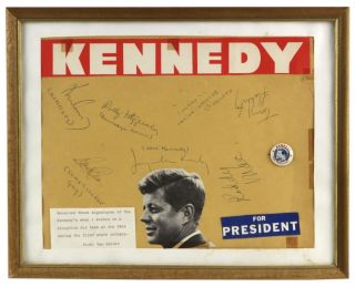 John F Kennedy and Jacqueline Signed 1960 Campaign Sign JSA The Best